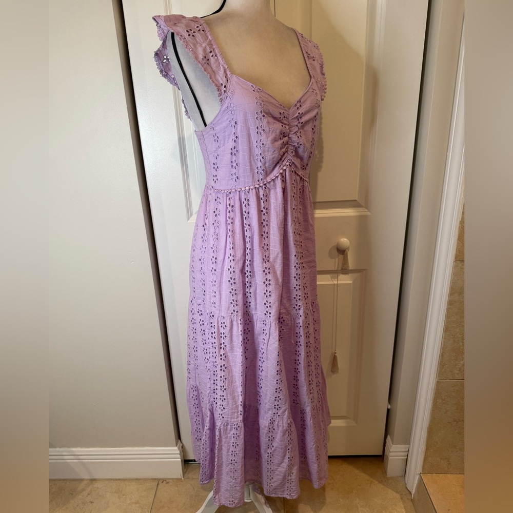 Sincerely Jules Lavender Eyelet Midi Dress - Picture 5 of 7